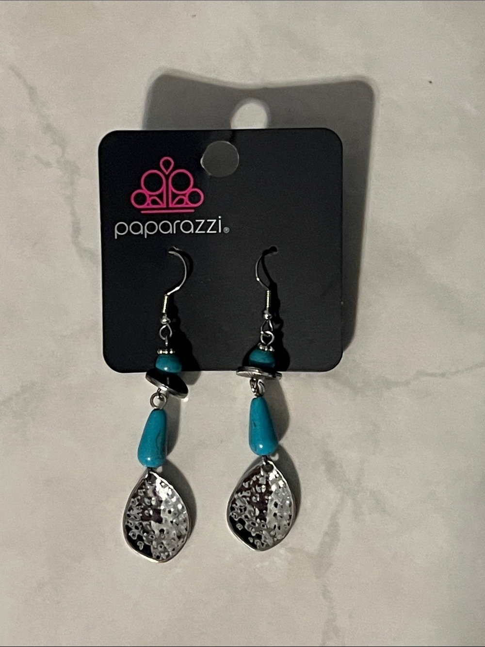 Paparazzi Turquoise and Silver Teardrop Dangle Earrings